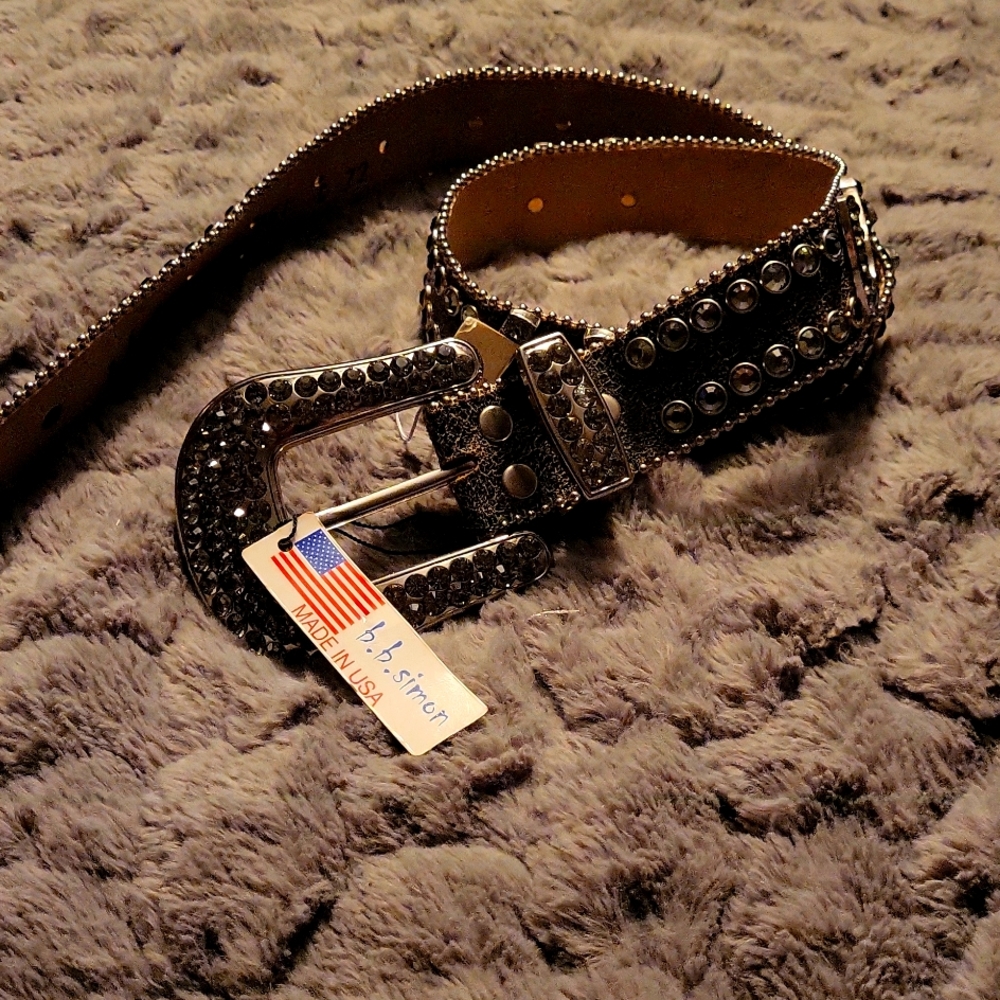 B.B. Simon with Swarovski crystals horseshoe belt. BNWT.